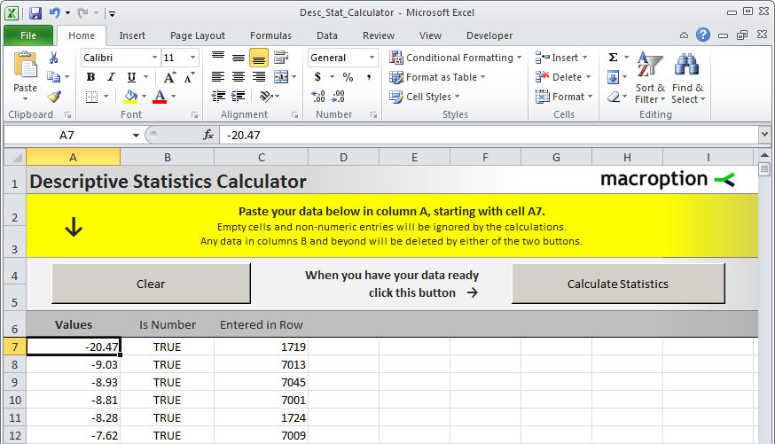 how to find descriptive statistics in excel mac