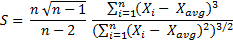 Sample skewness formula