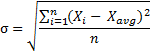 Population standard deviation formula