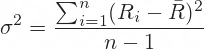 historical volatility variance formula