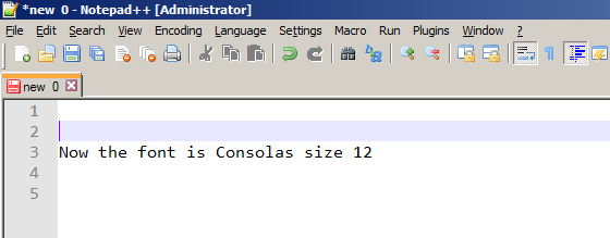 Notepad++ with changed font