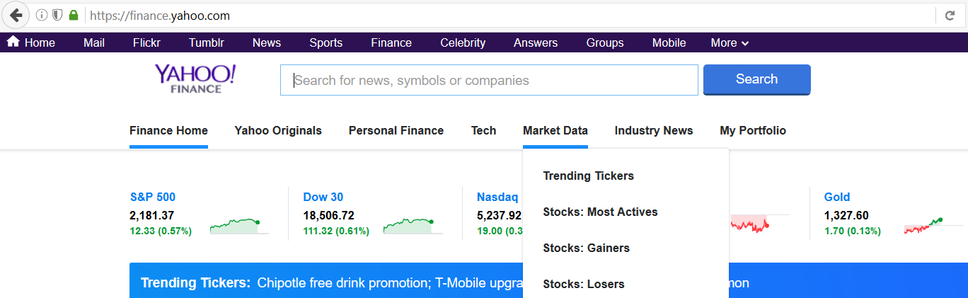 yahoo finance toolbar