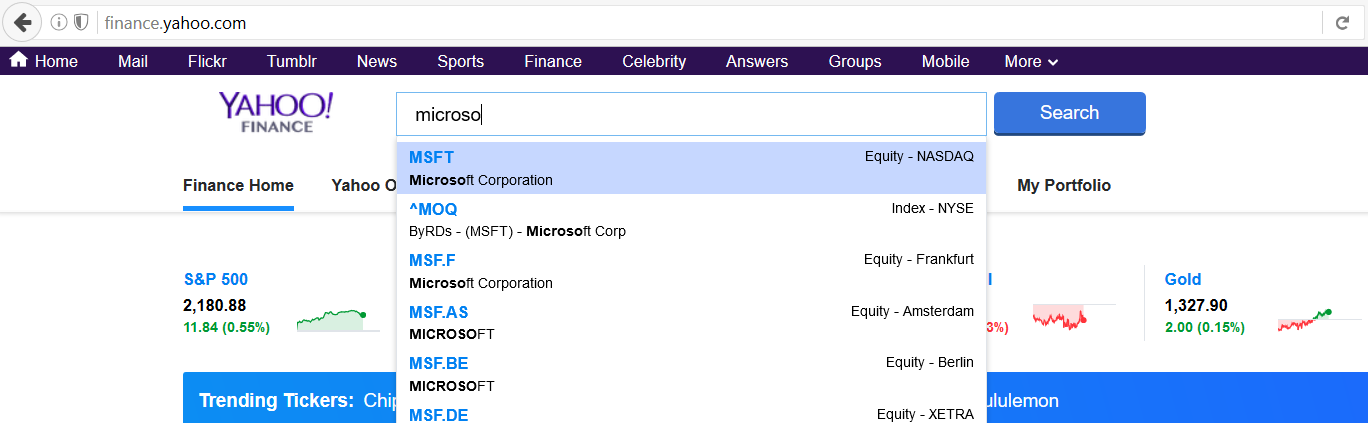 download yahoo stock